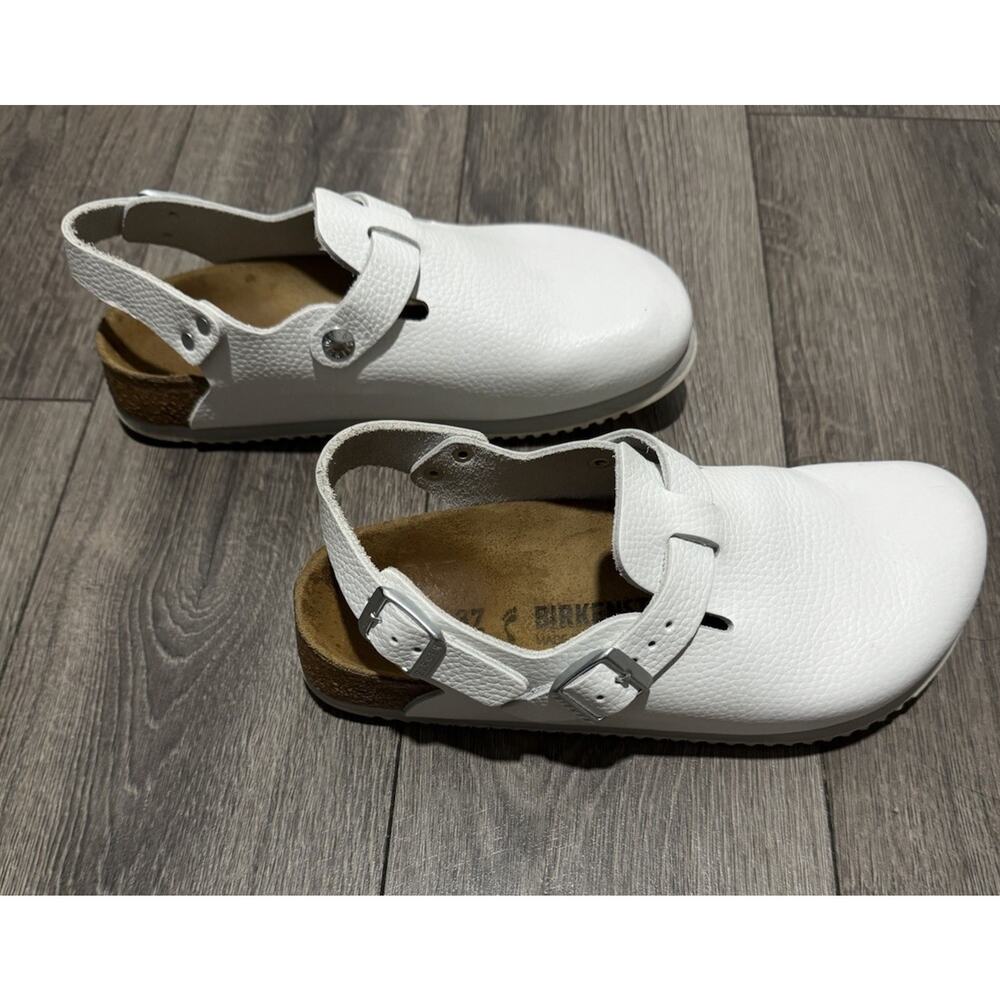 Birkenstock Boston Super Grip White Natural Leather Reg 39 US Ladies 8 Mens 6 - Picture 3 of 7